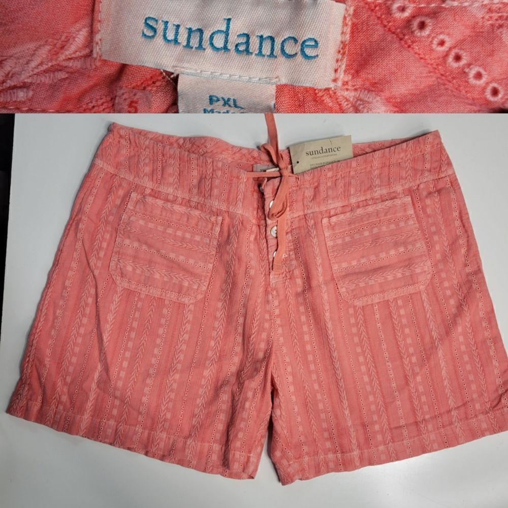 $98 NEW SUNDANCE EYELET  CORAL CARGO BOHO BEACH  SHORTS XL P EXTRA LARGE 1X NWT